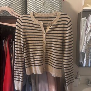 Striped Beige and Black Women's Sweater